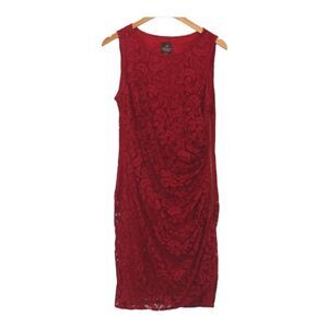 Adrianna Papell Red Lace Sleeveless Dress Women Size 12